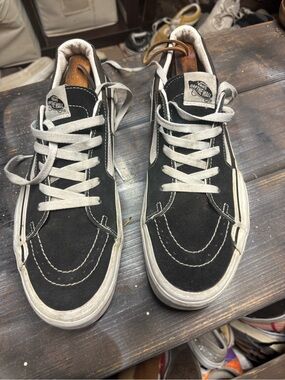 Vans Black Suede High-Top Sneakers with White Accents
